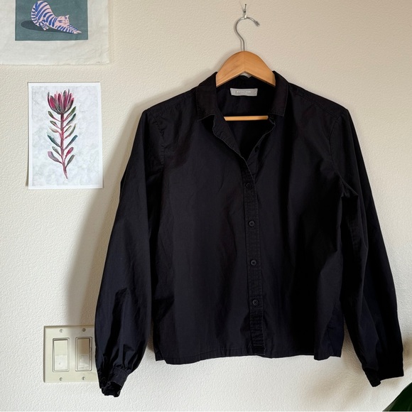 Everlane Organic Cotton Prep Shirt Black GUC 2 - Picture 3 of 10